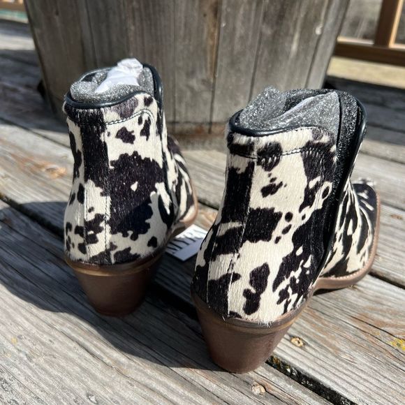LST Pair size 6 Genuine Cowhide Ankle Bootie Women Boho Western Shoe boot New - Picture 7 of 12